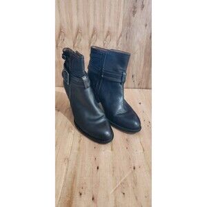 Sofft Wyoming Ankle Boots Womens Size 7.5M Black Leather Casual Zip Buckle